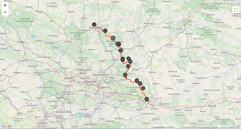 Mappa sentiero dei nidi delle aquile Polonia